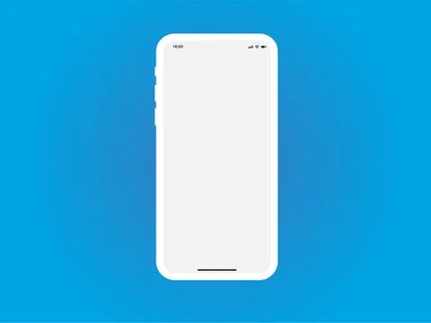 Mobile Phone White Mockup Template Vector on Blue Stock Illustration