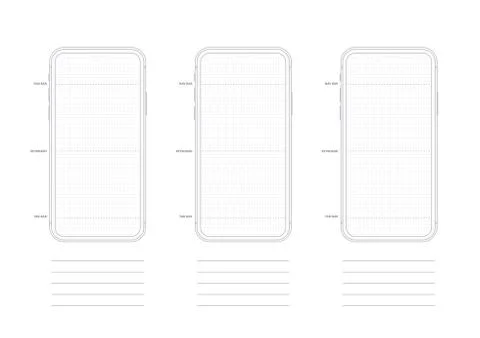 Mobile Phone Wireframe Dotted App Mockup Template Stock Illustration