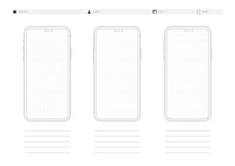 Mobile Phone Wireframe Dotted App Mockup Template イラスト素材