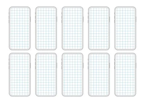 Mobile Phone Wireframe Grid App Mockup Template イラスト素材