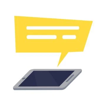 Mobile Phone with Yellow Rectangle Speech Icon Illustrazione stock