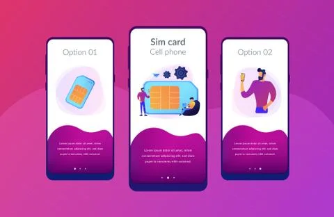 Mobile phones card app interface template. Stock Illustration