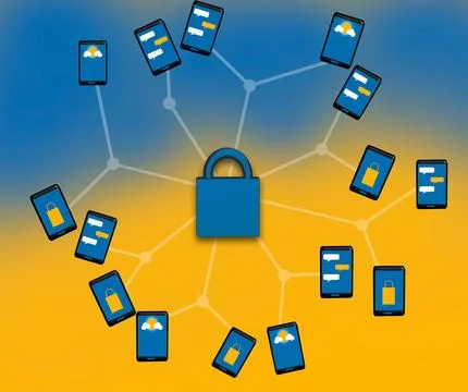 Mobile phones display apps on white background Illustrazione stock