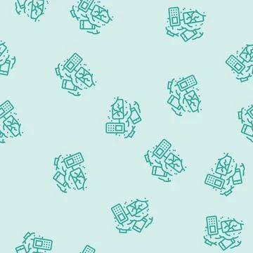 Mobile phones e waste pollution line seamless pattern イラスト素材