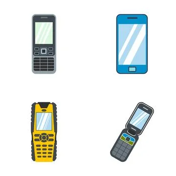 Mobile phones evolution with various smartphone and feature phone designs Stock Illustration