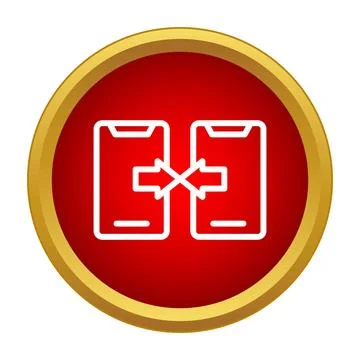 Mobile phones exchanging data icon in red circle 스톡 일러스트