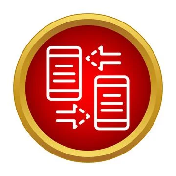 Mobile phones exchanging data synchronization transfer icon Stock Illustration