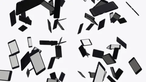 Mobile phones falling animation. Falling phones motion graphics. Vidéo 247551384