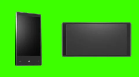 Mobile phones with green green chroma key Stock Footage