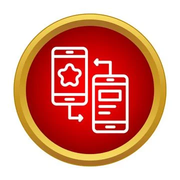 Mobile phones syncing data and sharing content icon Stock Illustration