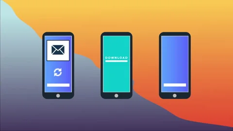 Mobile phones with three different interfaces. Phone mock up concept 库存影片 135789417