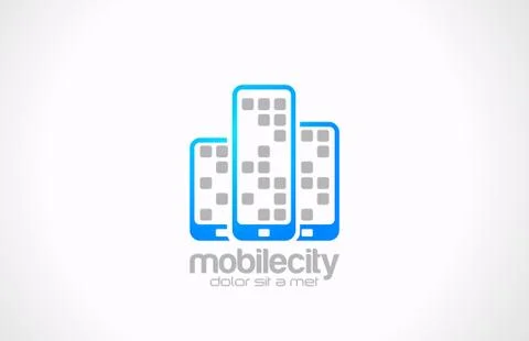 Mobile phones vector logo design template. mobile city business concept. Stock Illustration