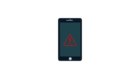 Mobile phone.warning smartphone with notification exclamation mark on screen.4K Stock Footage 98748490