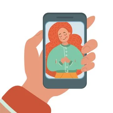 MOBILE PHOTO Flat Vector Illustration Set About Girl Make Selfie Stock Illustration
