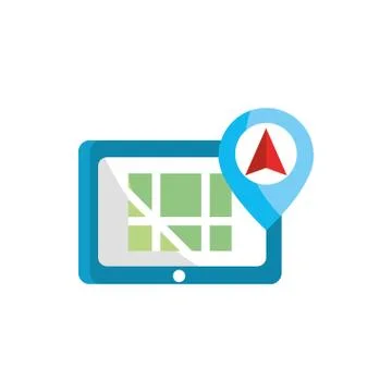 Mobile pin arrow gps map and navigation Stock Illustration
