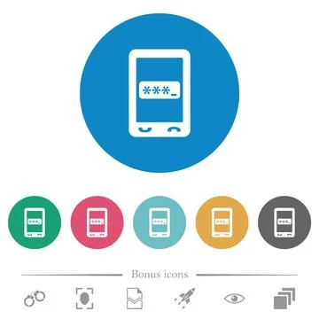 Mobile pin code flat round icons Stock Illustration