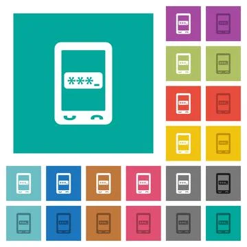Mobile pin code square flat multi colored icons Illustrazione stock