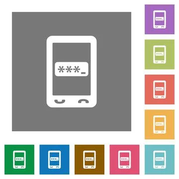 Mobile pin code square flat icons 库存插图