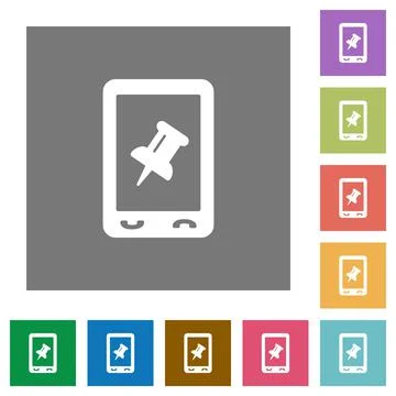 Mobile pin data square flat icons Stock Illustration