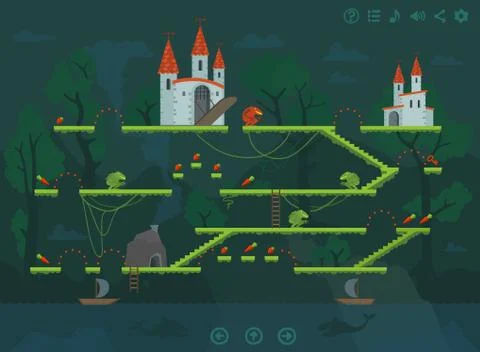 Mobile platform game level interface design elements Stockillustratie