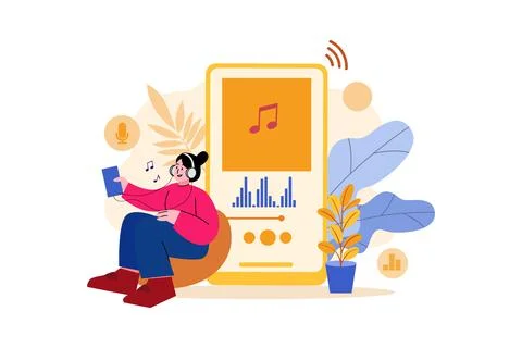 Mobile podcast illustration Stock Illustration