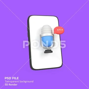 Mobile podcast isolated 3d render icon illustration PSD Template