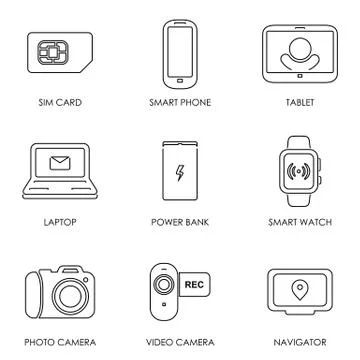 Mobile portable devices icon set symbol flat style vector illustration Stock Illustration
