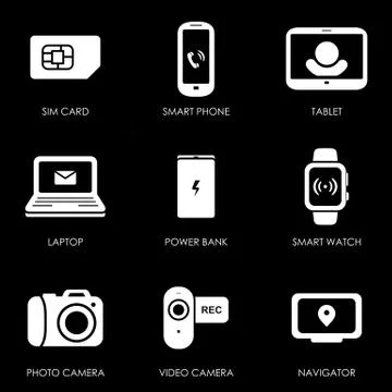 Mobile portable devices icon set symbol flat style vector illustration Stock Illustration