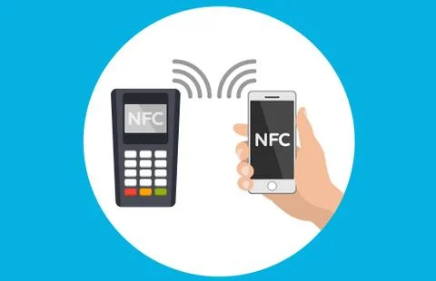Mobile pos terminal. Paypass. NFC technology. イラスト素材