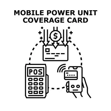 Mobile power unit coverage card processing transaction Stock Illustration