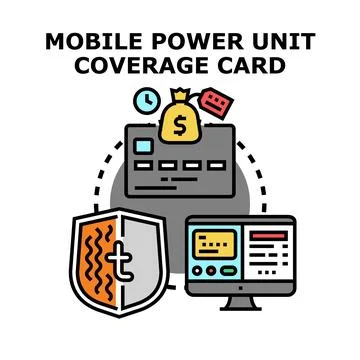 Mobile power unit coverage card concept illustration Stock Illustration