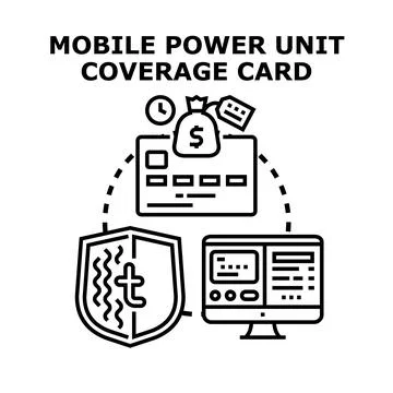 Mobile power unit coverage card concept illustration Stock Illustration