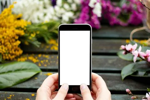 Mobile on primaveral table Stock Photos
