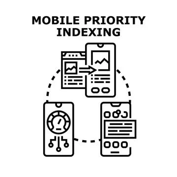 Mobile priority indexing concept for search engine optimization Stock Illustration