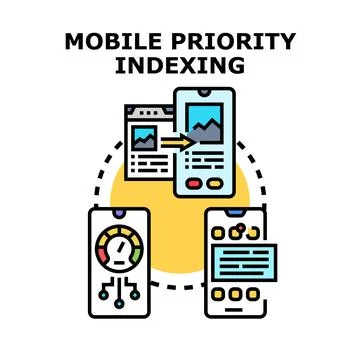 Mobile priority indexing concept for search engine optimization Stock Illustration