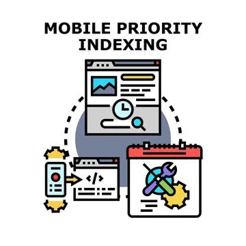 Mobile priority indexing for search engine optimization Illustrazione stock