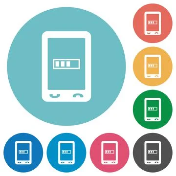 Mobile processing flat round icons Stock Illustration