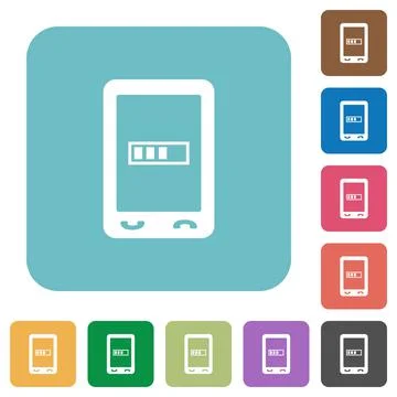 Mobile processing rounded square flat icons Illustrazione stock