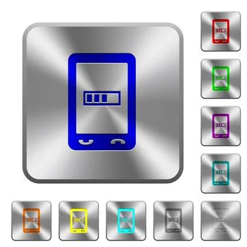 Mobile processing rounded square steel buttons Stock Illustration