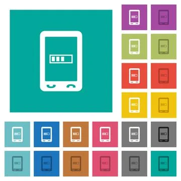 Mobile processing square flat multi colored icons Illustrazione stock