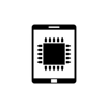Mobile Processor, Phone Microprocessor Flat Vector Icon 스톡 일러스트