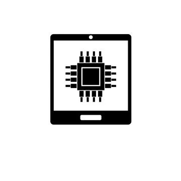 Mobile Processor, Phone Microprocessor Solid Flat Vector Icon Isolated on Whi 库存插图