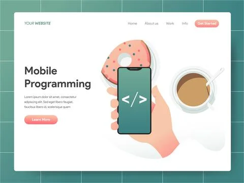 Mobile Programming  banner of landing page Concept Stock Illustration