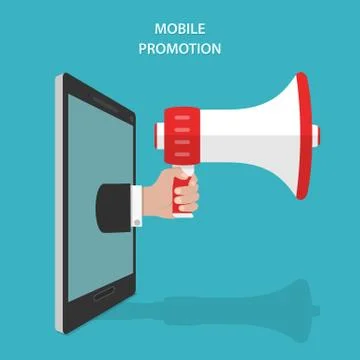 Mobile Promotion Flat Isometric Vector Concept. Stock Illustration