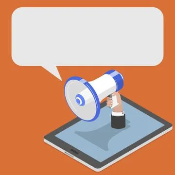 Mobile Promotion Flat Isometric Vector Template. Stock Illustration