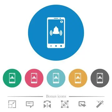 Mobile push notification flat round icons Stock Illustration
