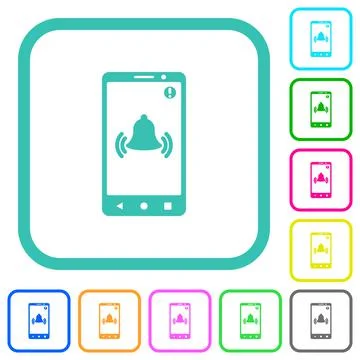 Mobile push notification vivid colored flat icons Stock Illustration