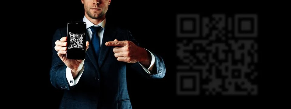 Mobile qr code. Digital mobile smart phone with qr code scanner on smartphone Stock Photos