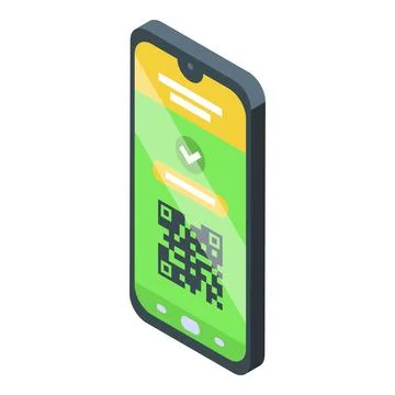 Mobile qr code icon isometric vector. Vaccine passport Stock Illustration