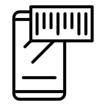 Mobile qr code icon outline vector. Phone scan Illustrazione stock